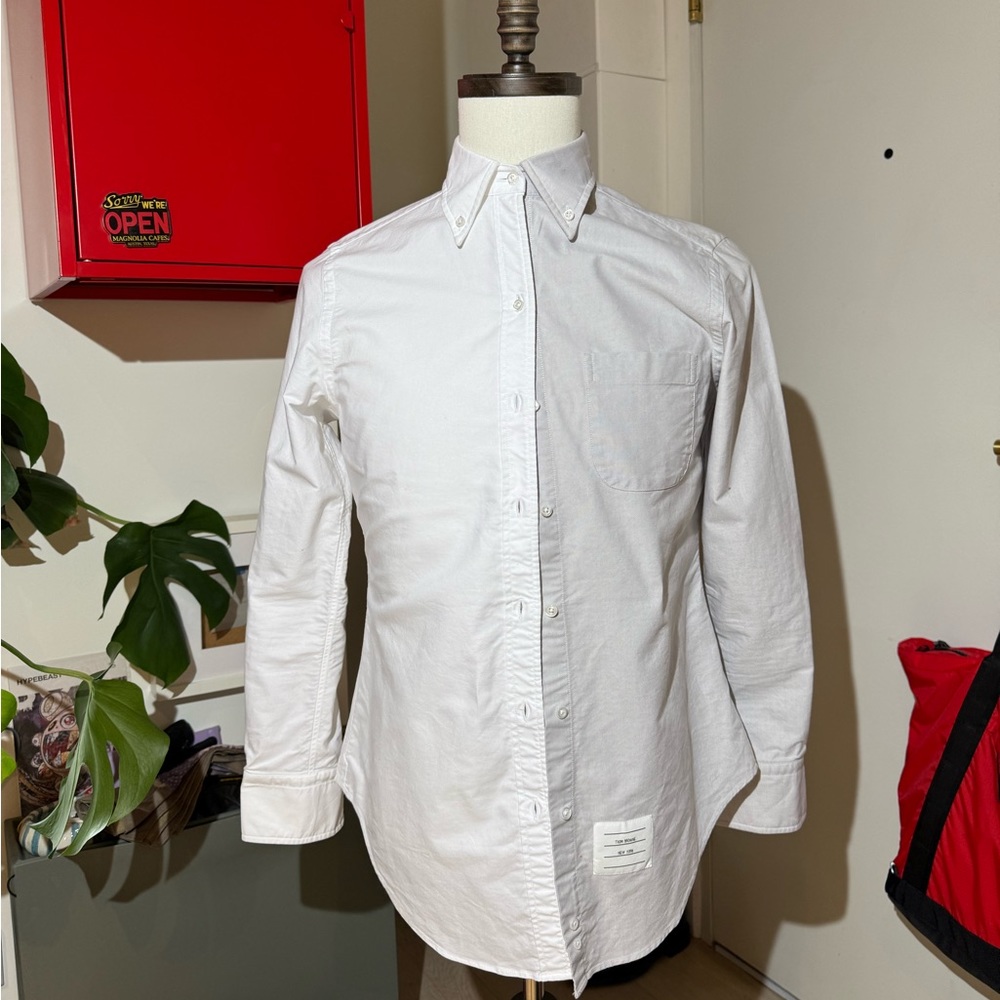Thom Browne two tone point collar shirt